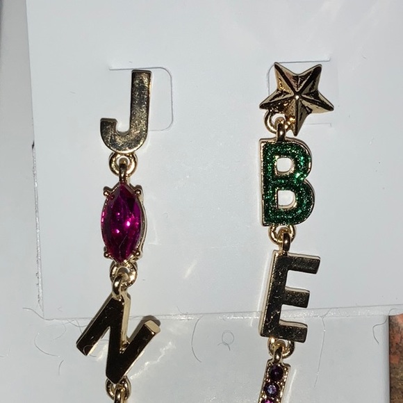 Betsey Johnson Jingle Bells Holiday Post and Clutch Dangle Earrings - Picture 2 of 5